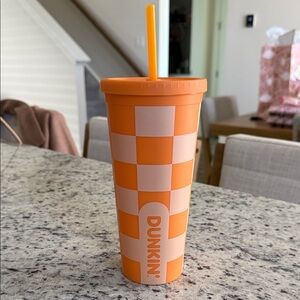 Dunkin’ Orange Checkered Tumbler